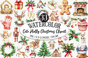 Cute Holly Christmas Clipart Bundle, an Illustration by Designking (Thumbnail 1 of 5)