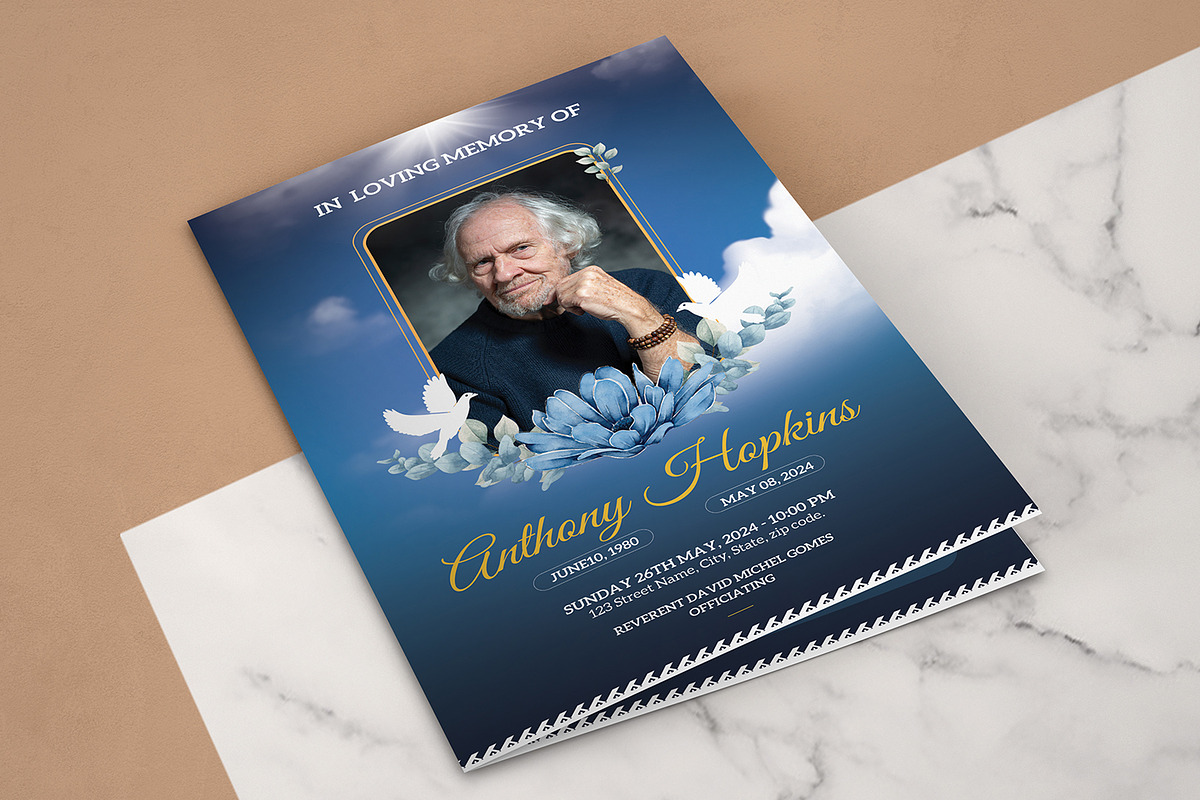 Blue Sky Funeral Program Template, a Brochure Template by Template Shop (Photo 2 of 5)