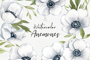 Floral Clipart. Anemones watercolor, an Illustration by Colibri Watercolor (Thumbnail 1 of 3)