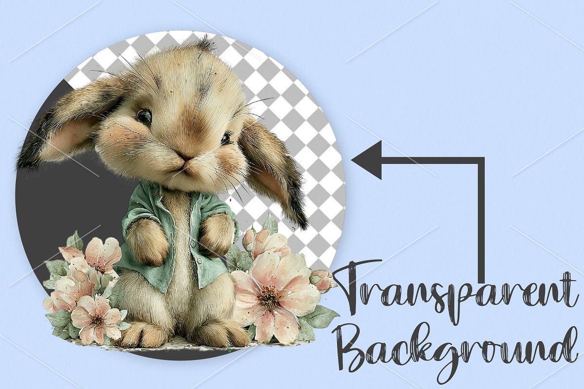 Whimsical Summer Bunny Clipart PNG, an Illustration by Canvas Craft (Photo 3 of 7)