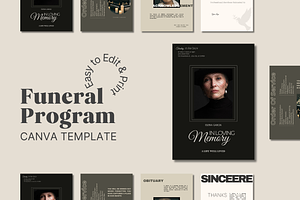 Funeral Program Canva Template, an Invitation Template by Prodesign