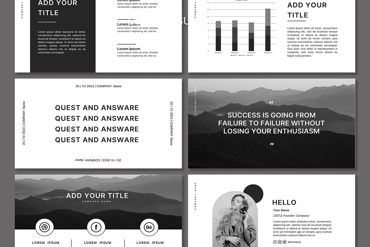 Monochrome Powerpoint Template, a Presentation Template by SKY CREATION