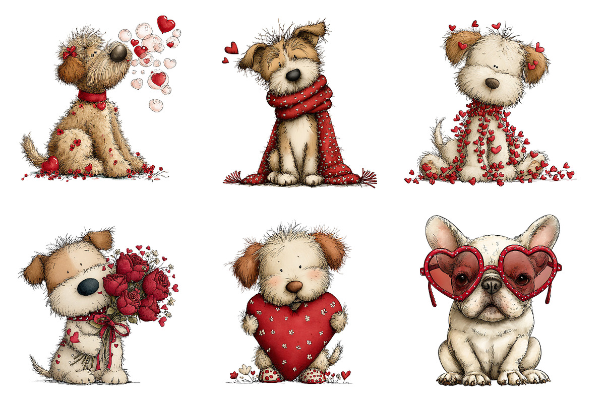 Quirky Valentines Dogs Clipart, an Illustration by Dream Creation (Photo 4 of 6)