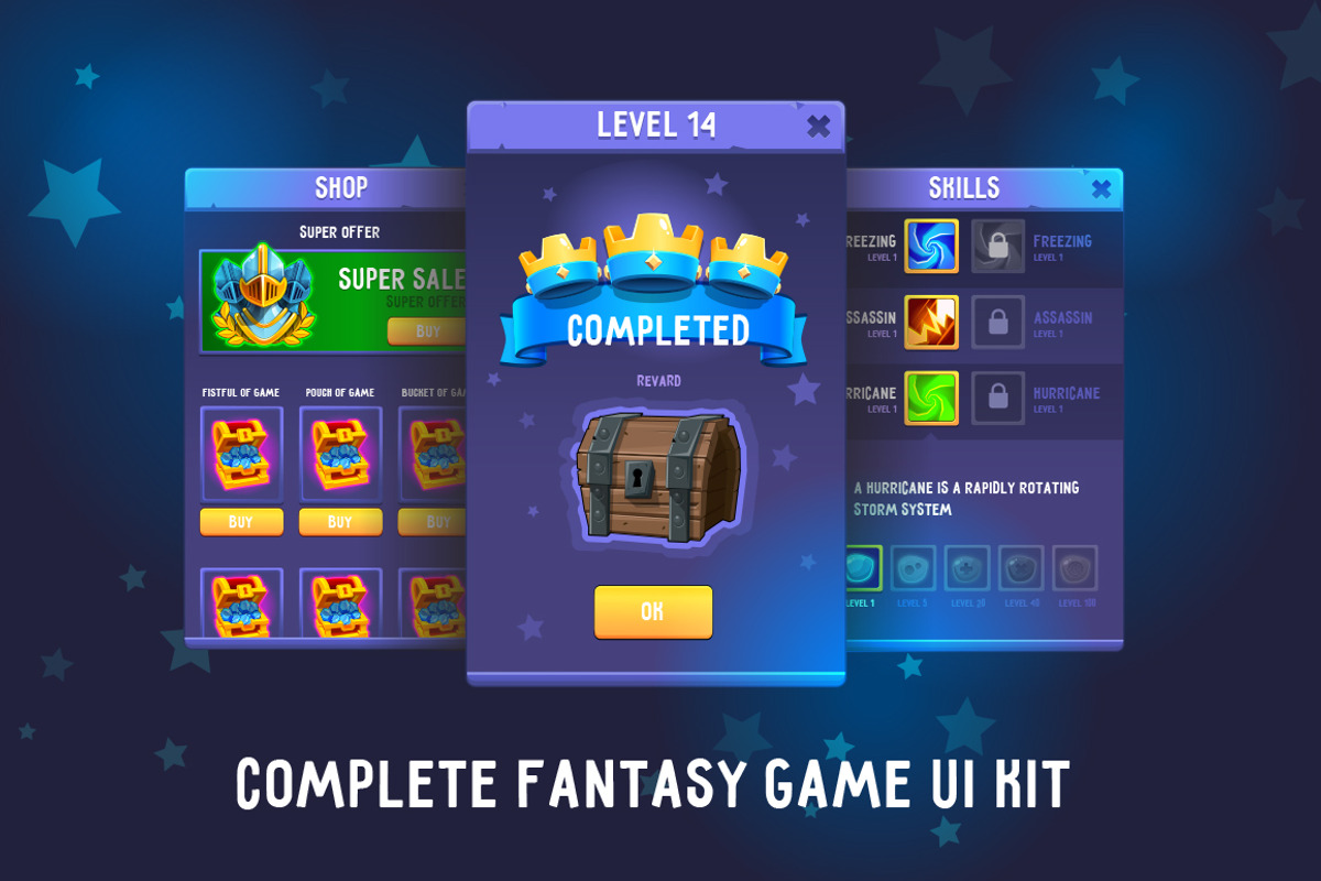 Complete Fantasy Game UI kit, an UI Kit Template by Game Ui art (Photo 1 of 7)