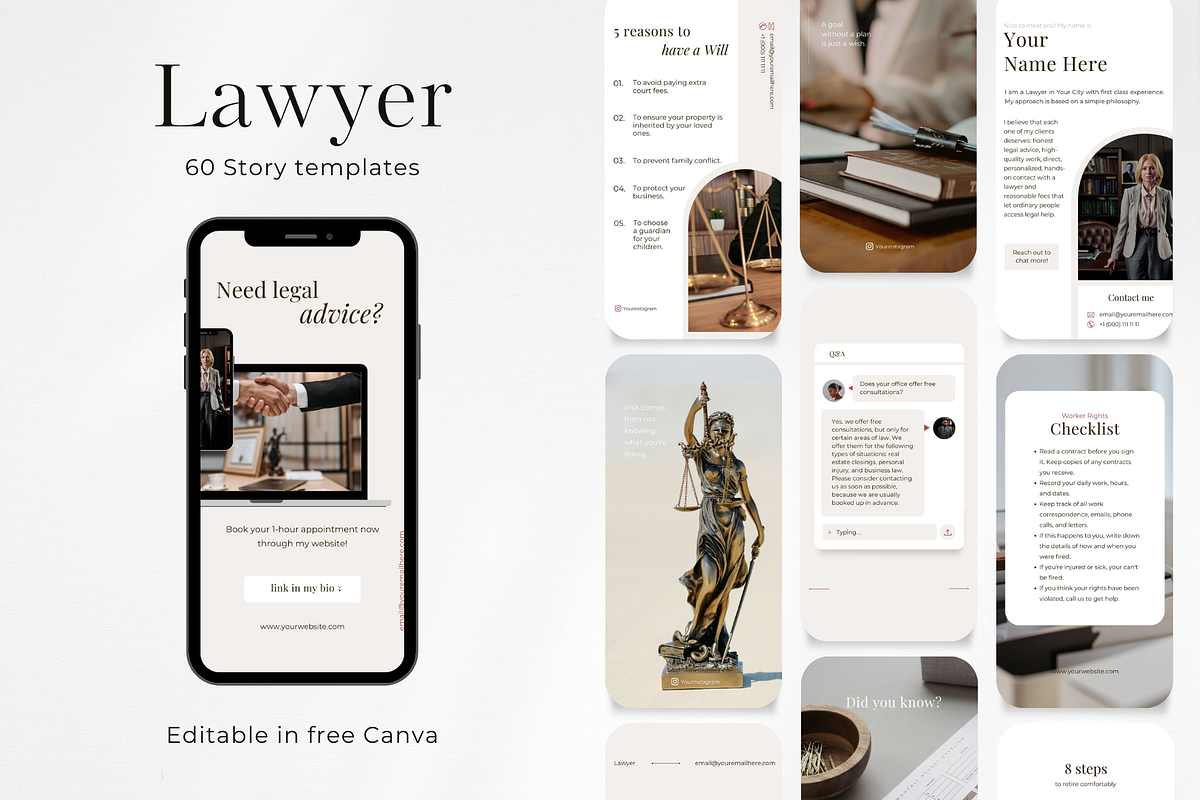 60 Lawyer Social Media Story, a Social Media Template by PatternLab. (Photo 1 of 9)