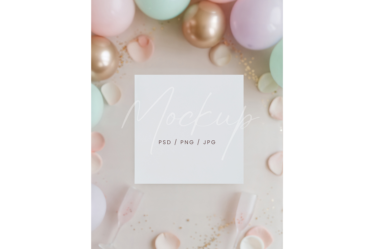 Square Card Mockup Champagne, a Product Mockup by TatiMockup (Photo 1 of 3)