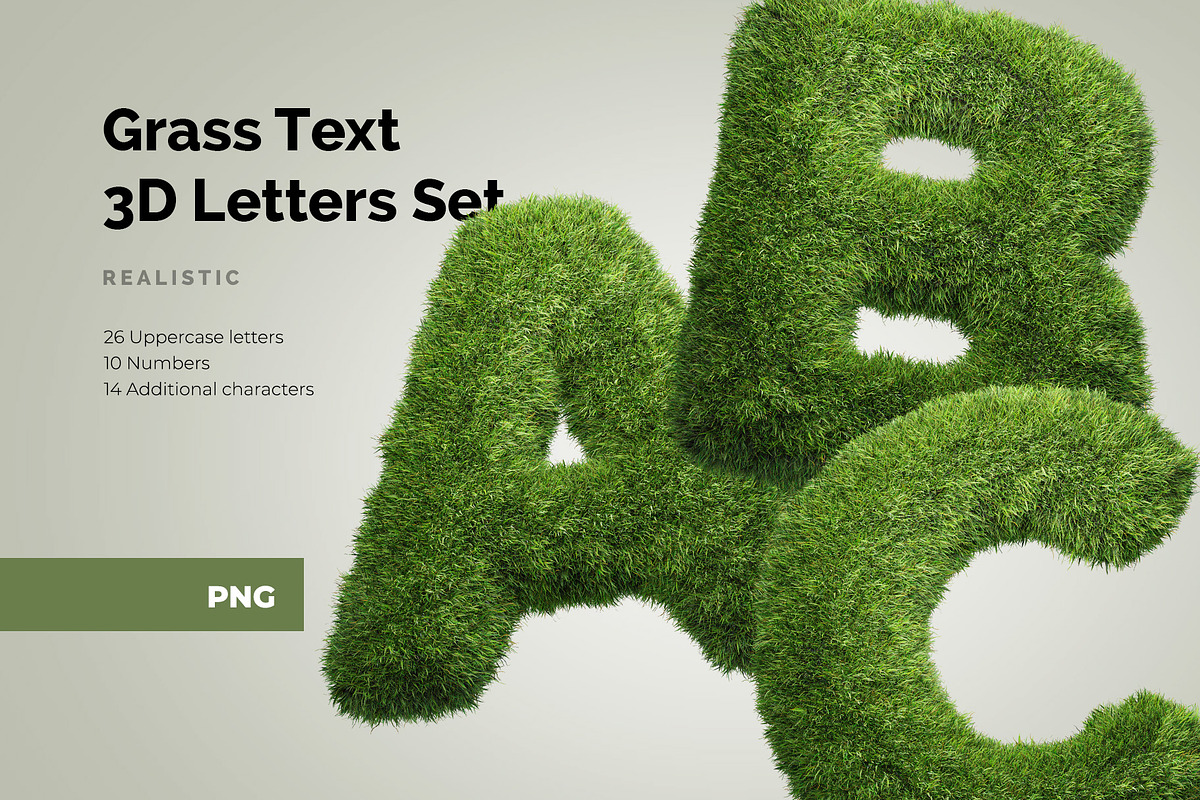 Grass Text 3D Letters Set, an Object Graphic by Kotulsky Mockups (Photo 1 of 6)