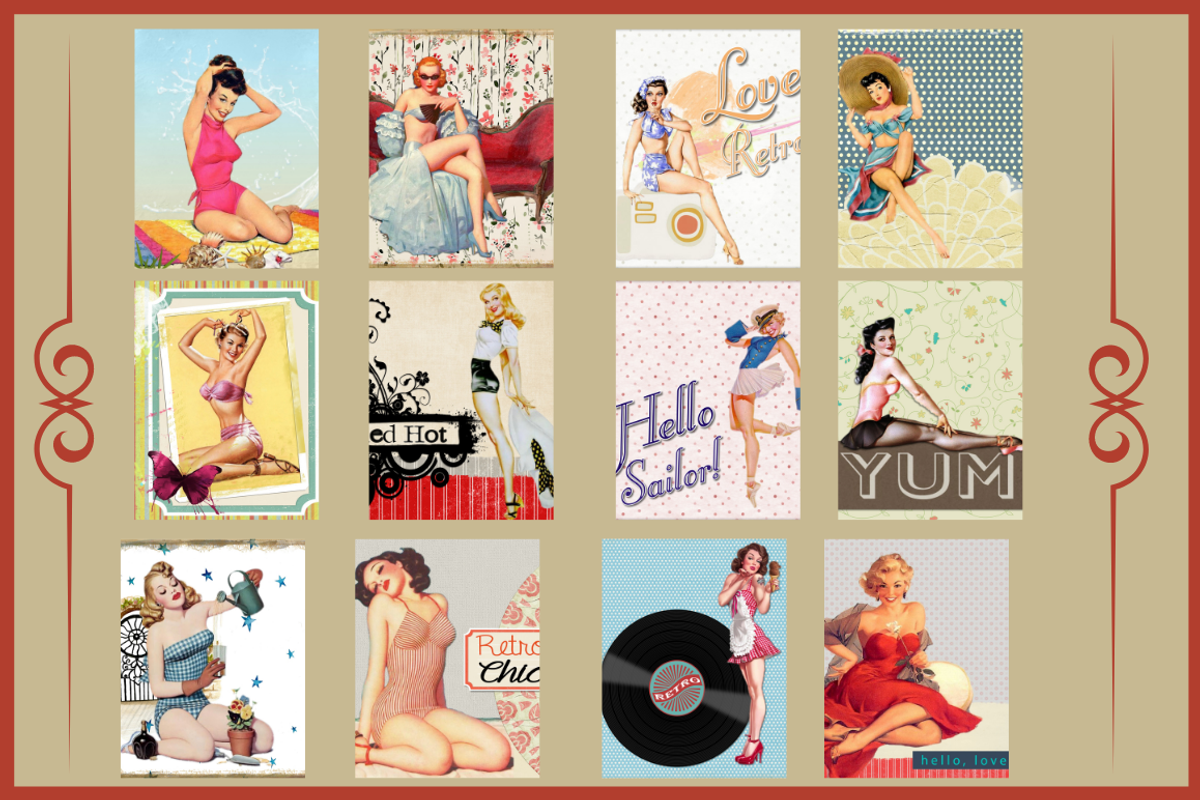 12 Vintage Girl Pop Collage Posters, an Object Graphic by HaithamSimas