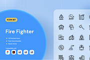 Fire Fighter Icon Set, an Outline Icon by Nathaya Studio (Thumbnail 1 of 2)