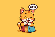 Cat Shopping Cartoon Illustration, an Animal Illustration by Gumrega Studio (Thumbnail 1 of 3)