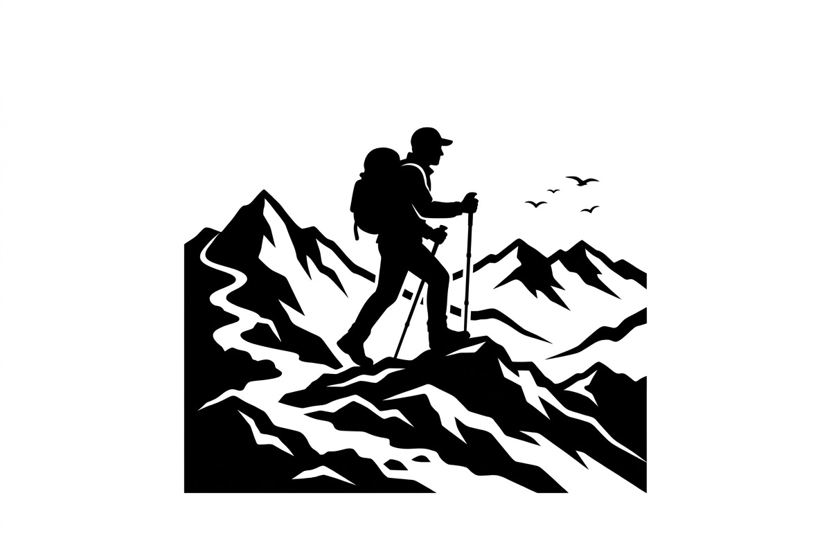 50 Hiking Silhouette Bundle, a Person Illustration by Amazin_art (Photo 13 of 14)
