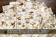 Neutral Mushroom Botanical Scrapbook, a Background Graphic by V Design Creator (Thumbnail 1 of 11)