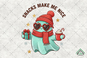 Cute Christmas Ghost Snacks, an Icon by Craft Nest