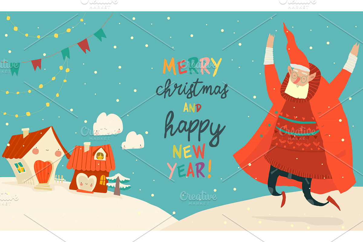 Santa Claus celebrating and enjoying, an Object Illustration by Maria Starus