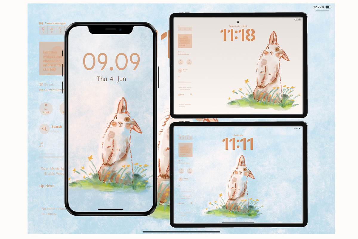 Little Bunny Watercolor Wallpaper, an Animal Illustration by Annyillustration (Photo 1 of 5)