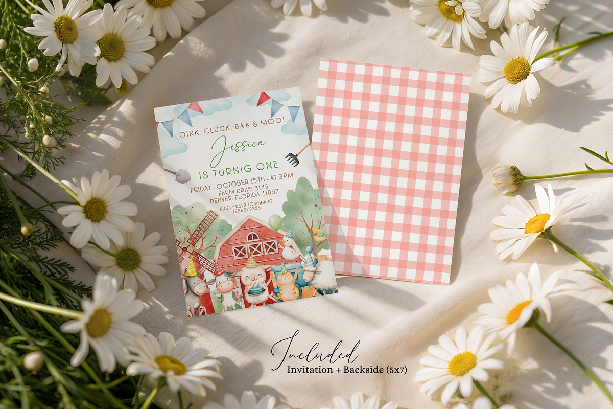 Girl Farmhouse Birthday Invitation, an Invitation Template by Digital_Mind (Photo 2 of 3)