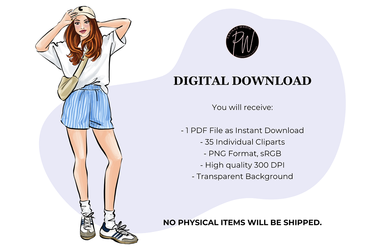 Fashion Girls 50 clipart set, a Person Illustration by Parinaz Wadia Design (Photo 8 of 10)