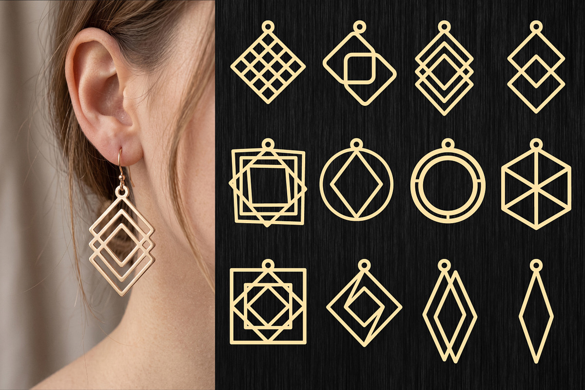 Geometric Earring SVG Cut Files, an Object Graphic by Libby Wishes (Photo 2 of 3)