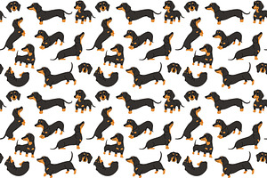 Dachshund Vector Illustration Set