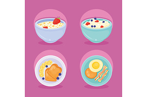 delicious breakfast menu icons, a Food Illustration by studiogstock