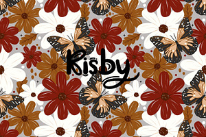 Boho Fall Butterfly Flowers Pattern