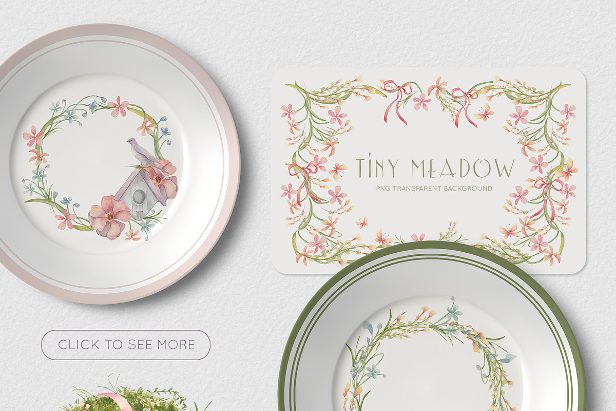Birds and flowers watercolor clipart, a Decorative Illustration by Kate Lanbina (Photo 8 of 15)