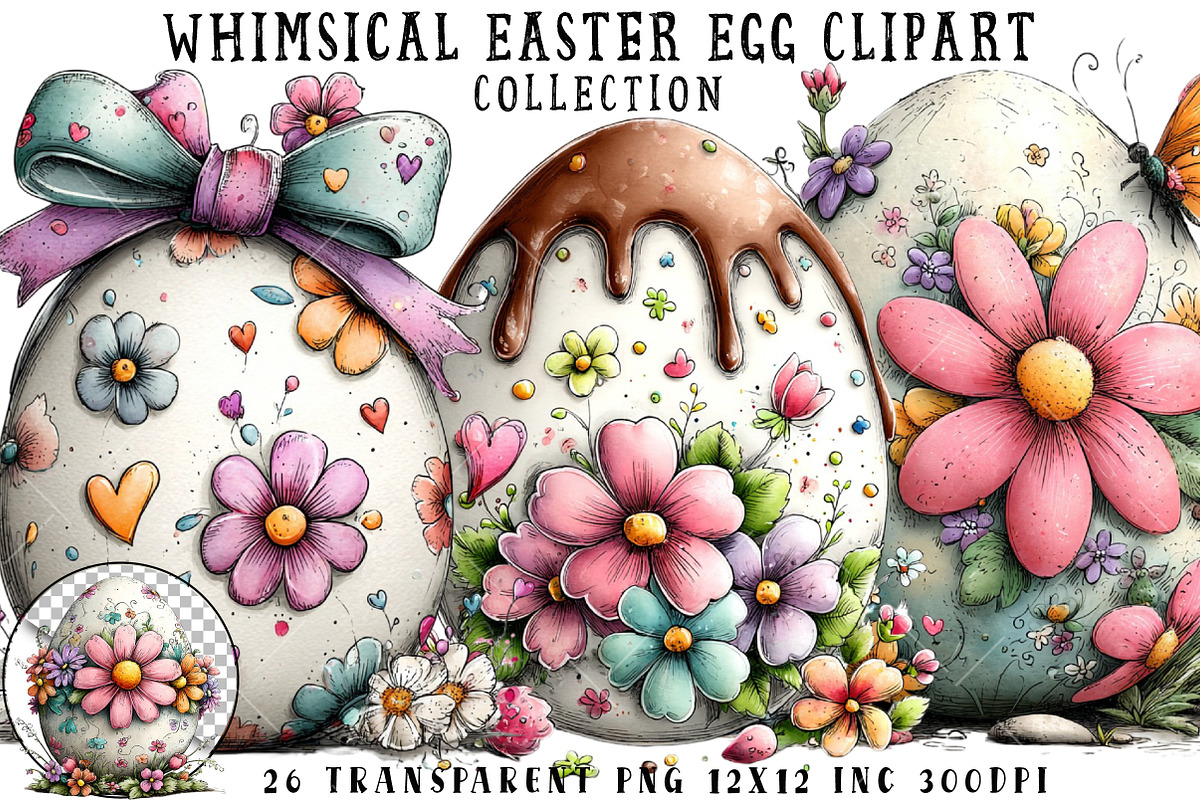 Whimsical Easter Egg Clipart, an Illustration by OK Design (Photo 1 of 6)