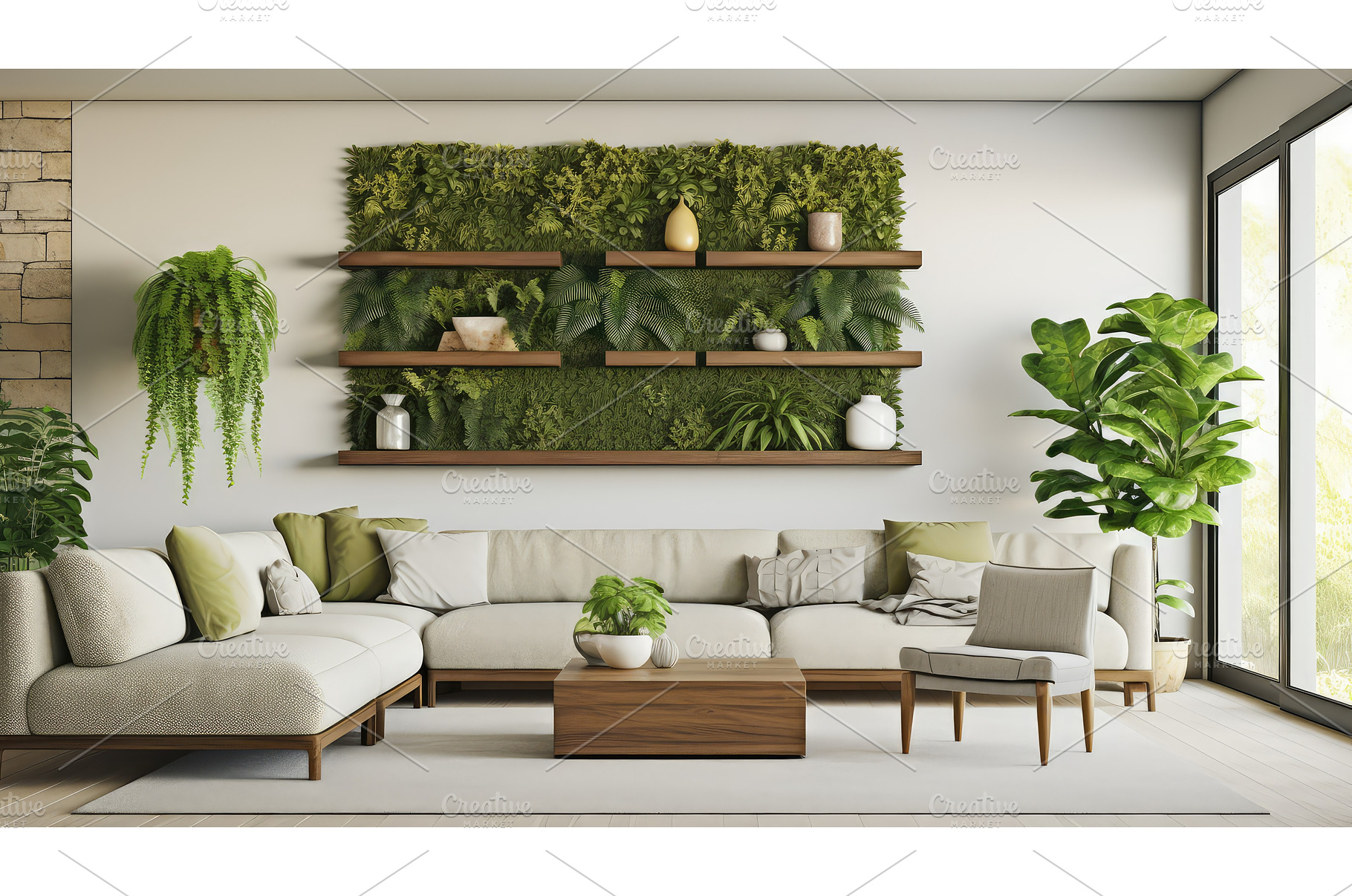 room plant wall frames ai generated, an Architecture Photo by pikepicture