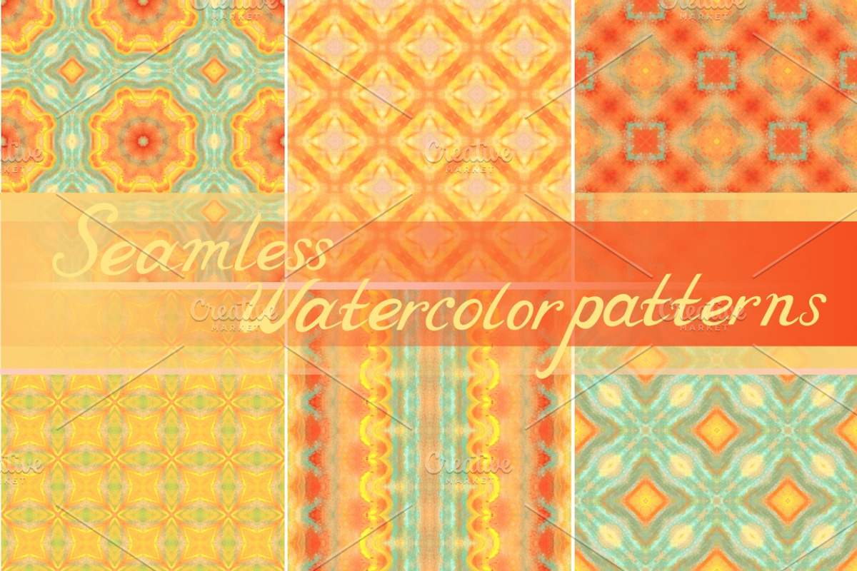 Set: 20 seamless watercolor patterns