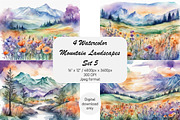 Watercolor Mountain Landscapes Set 5, a Decorative Illustration by Kat's Artful Creations (Thumbnail 1 of 10)