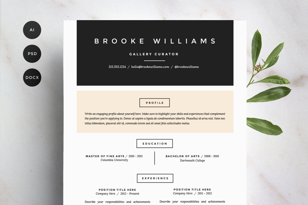 Resume Template 4 Pack | CV Template, a Resume Template by Refinery Resume Co. (Photo 1 of 3)