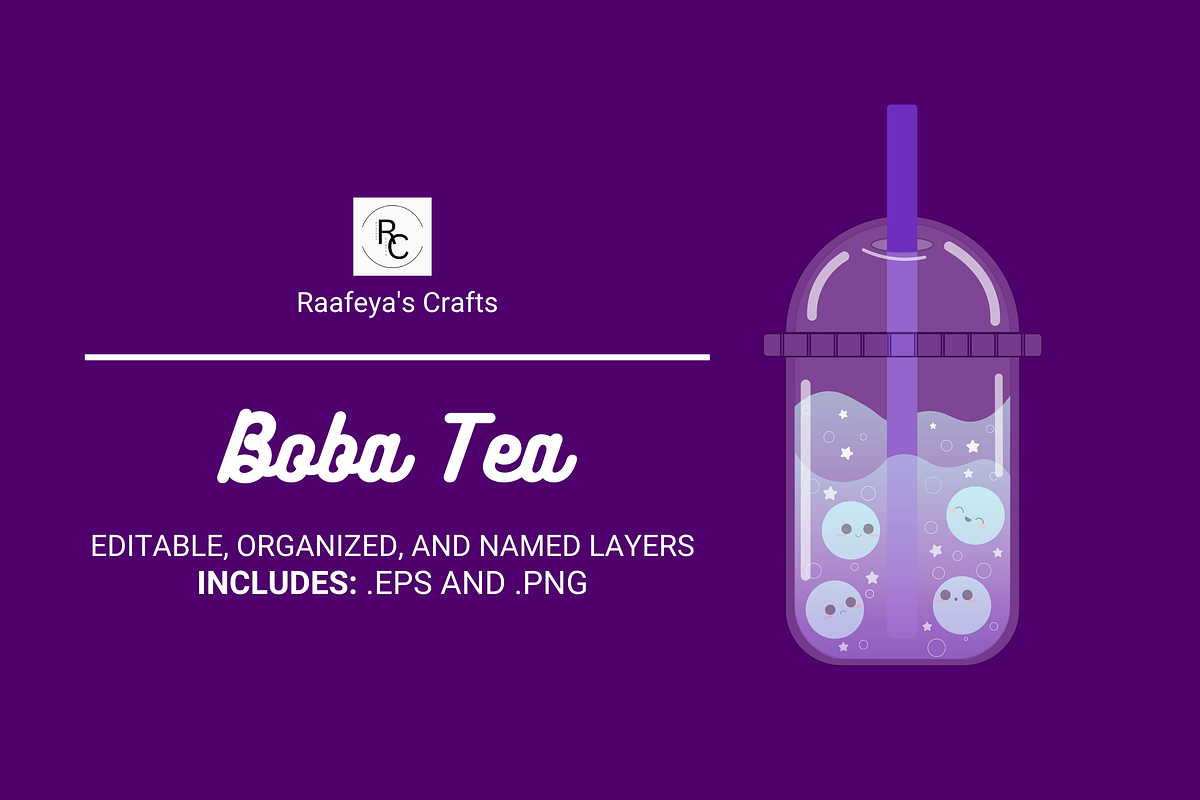Boba Tea - 1 Vector Illustration, a Food Illustration by Raafeya's Crafts (Photo 1 of 4)