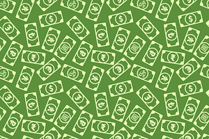 Bright Money Banknotes On Green