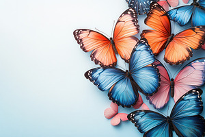 Colorful butterflies arranged beauti, a Photo by Tanuart