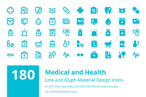 Medical and Health Material Icons, a Solid Icon by Creative Stall