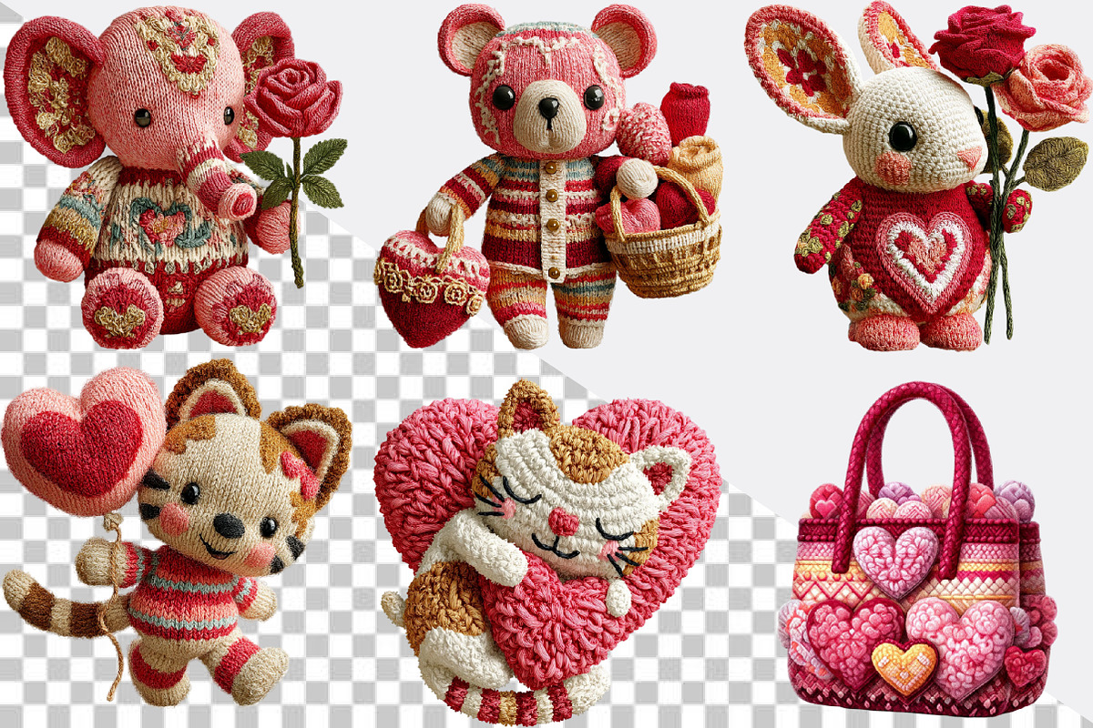 Faux Crochet Valentine Clipart Bundl, an Illustration by SVGArt (Photo 6 of 7)