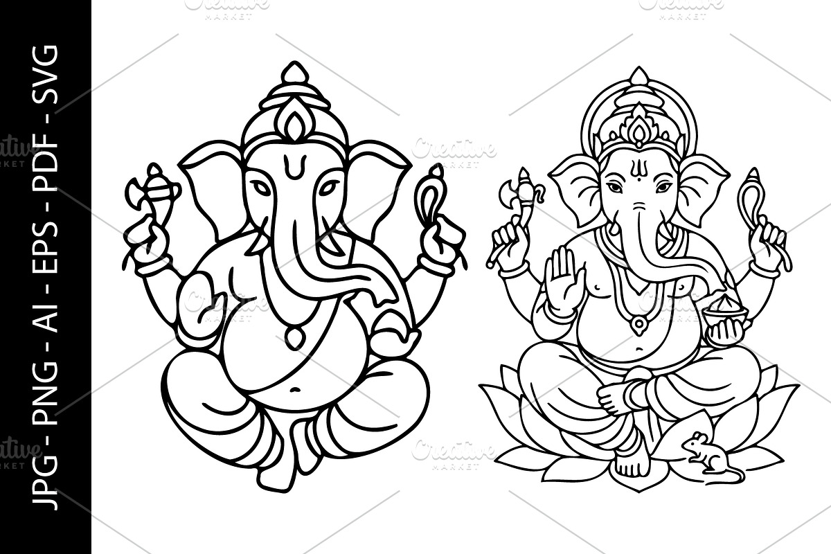 Lord Ganesha Line Art Bundle, an Object Graphic by nandinigraphics (Photo 5 of 7)