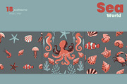 Sea World Seamless Patterns, a Pattern Graphic by moja doodle (Thumbnail 4 of 8)