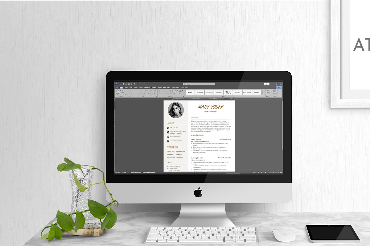 Resume / CV Template Word & Canva, a Resume Template by Anjum Ilyas (Photo 7 of 7)