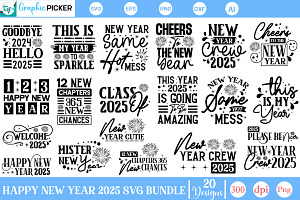 Happy New Year 2025 SVG Bundle