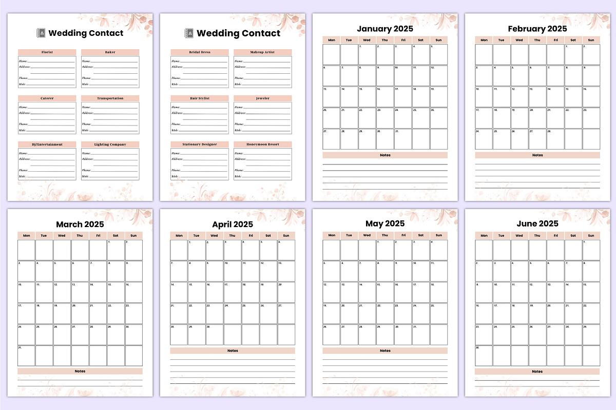 2025 Wedding Planner Canva Template, a Stationery Template by Mustafiz (Photo 3 of 6)