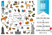 60 USA color hand drawn symbols!, an Object Graphic by Natasha-Pankina.com (Thumbnail 1 of 4)