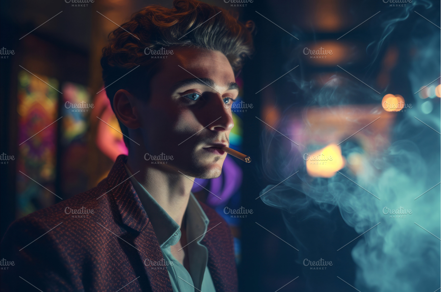 Photograph attractive man smoke, a Person Photo by Ylivdesign