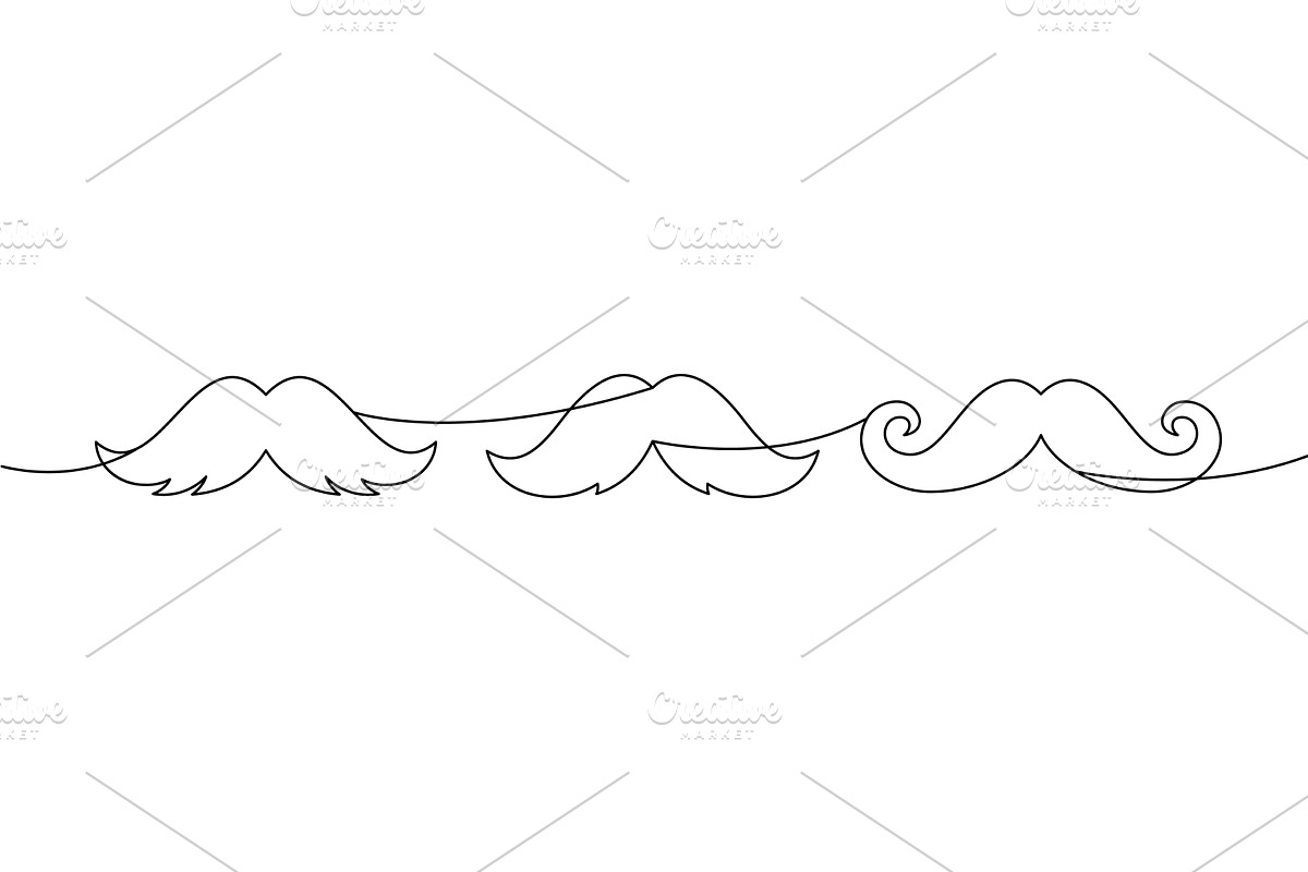 Set of moustache line drawings, an Object Illustration by GraphiShop