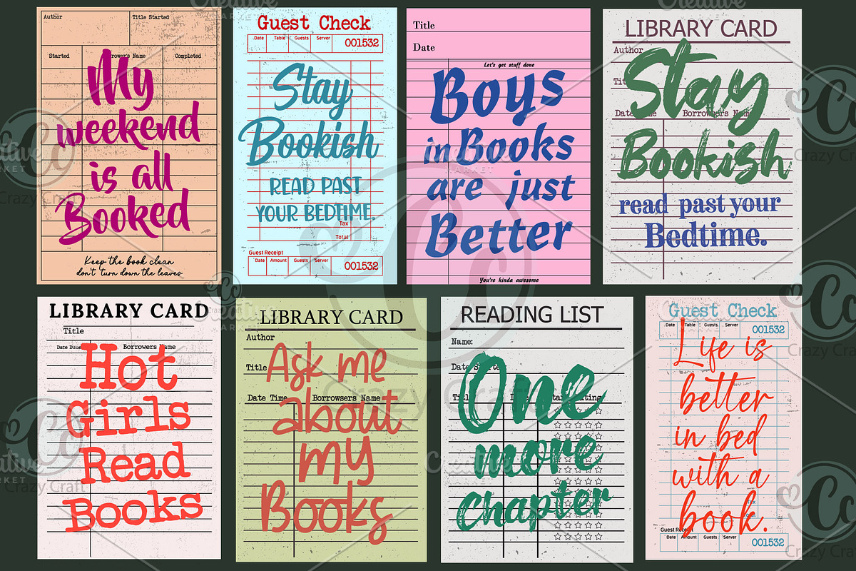 8 Retro Library Card with Book Quote, an Education Illustration by CrazyCraft (Photo 1 of 4)