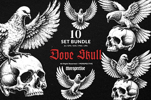 10 Bundle Dark Art Dove Standing, an Illustration by Morspective
