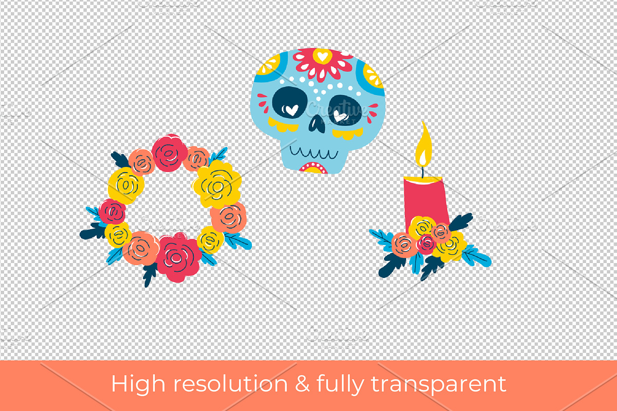 Día de los Muertos Clipart & Pattern, a Seasonal Illustration by VasilkovS (Photo 7 of 7)
