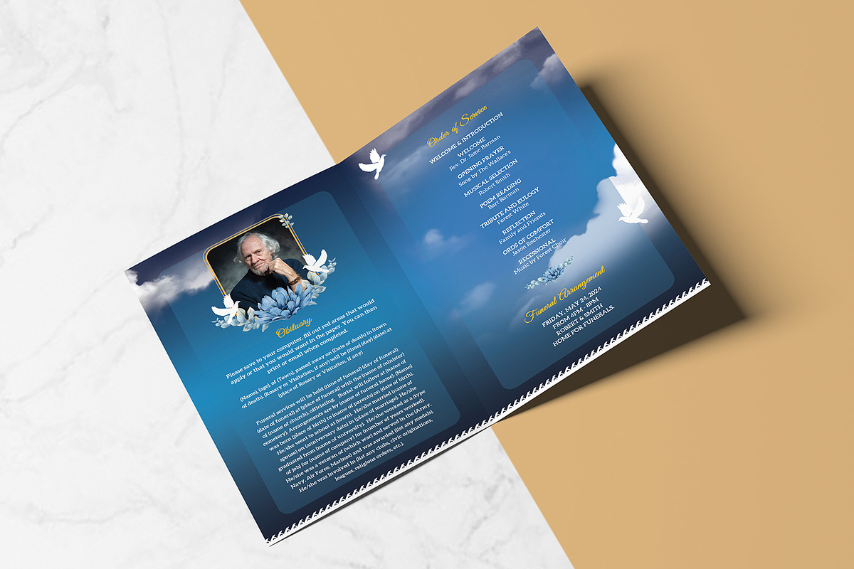 Blue Sky Funeral Program Template, a Brochure Template by Template Shop (Photo 4 of 5)