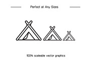 Camping Tent Icons Set, an Outline Icon by Designfour (Thumbnail 7 of 7)