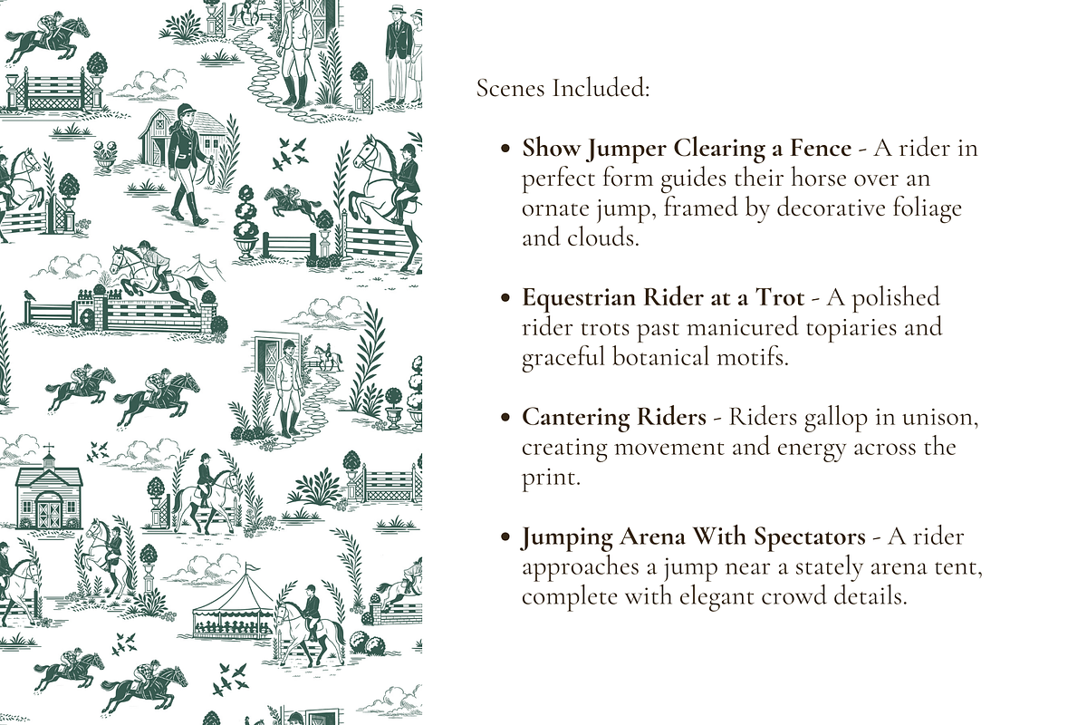 Equestrian Illustrated Print, a Pattern Graphic by Hughes Studio (Photo 4 of 8)